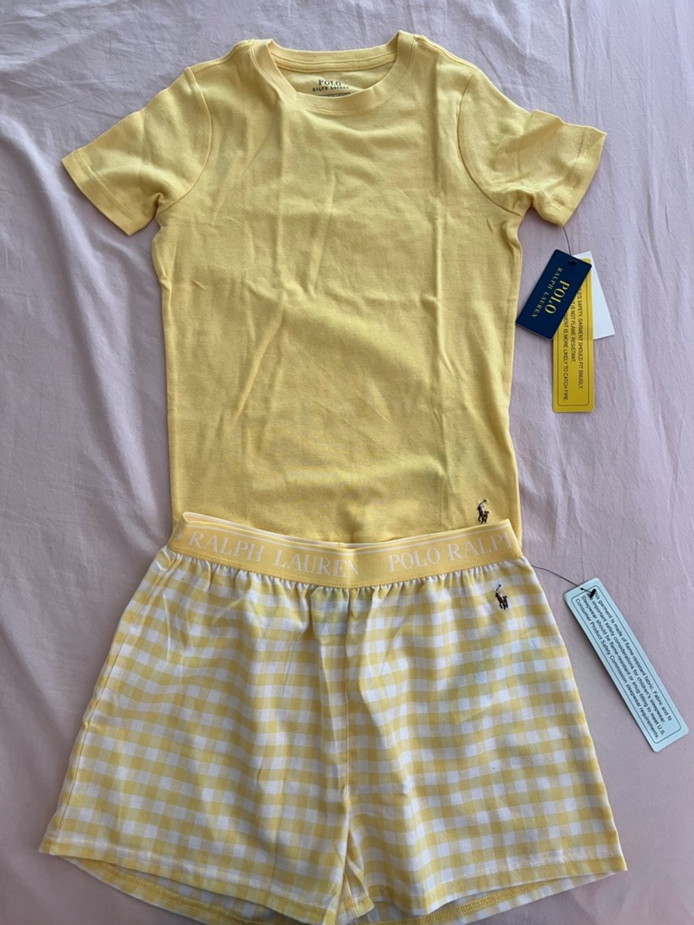 Polo Ralph Lauren Yellow Tee & Gingham Short Set